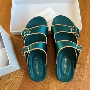 Satin slide sandals